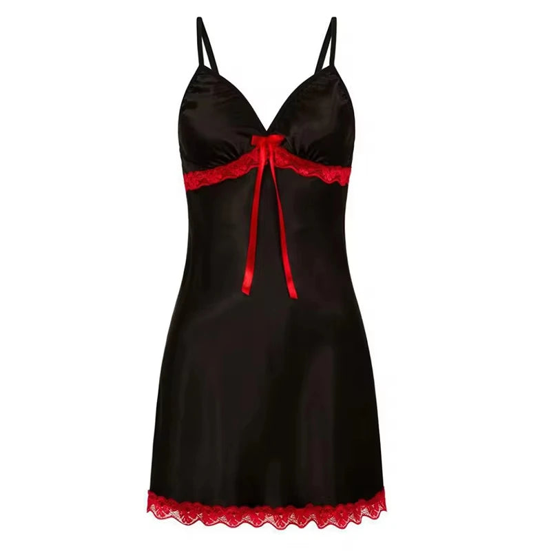Pijama sexy de mujer talla grande, camisón de encaje con tirantes, pijama sin mangas, pijama con cuello en V, camisón multicolor opcional