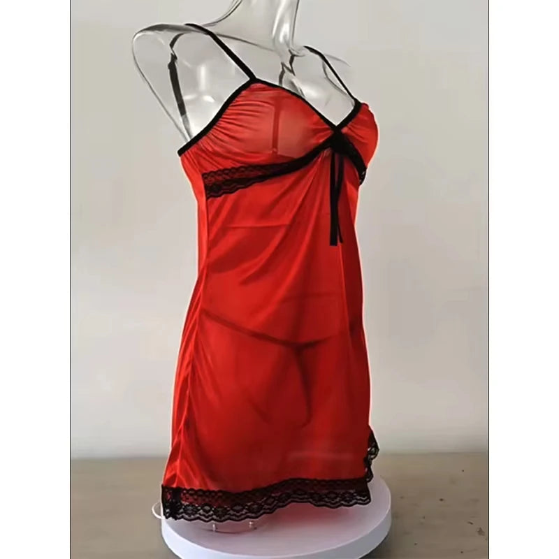 Pijama sexy de mujer talla grande, camisón de encaje con tirantes, pijama sin mangas, pijama con cuello en V, camisón multicolor opcional