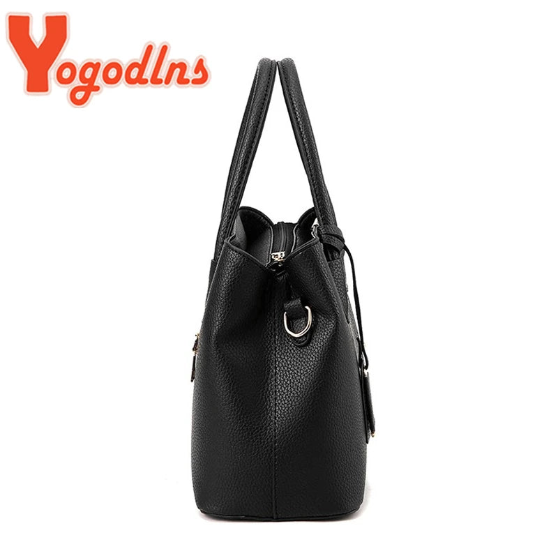 Women's PU Leather Tote Shoulder Bag — Luxury Designer-Style Handbag