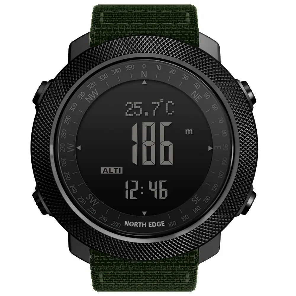 Men's Digital Sport Watch — Altimeter, Barometer, Compass, 50M Waterproof