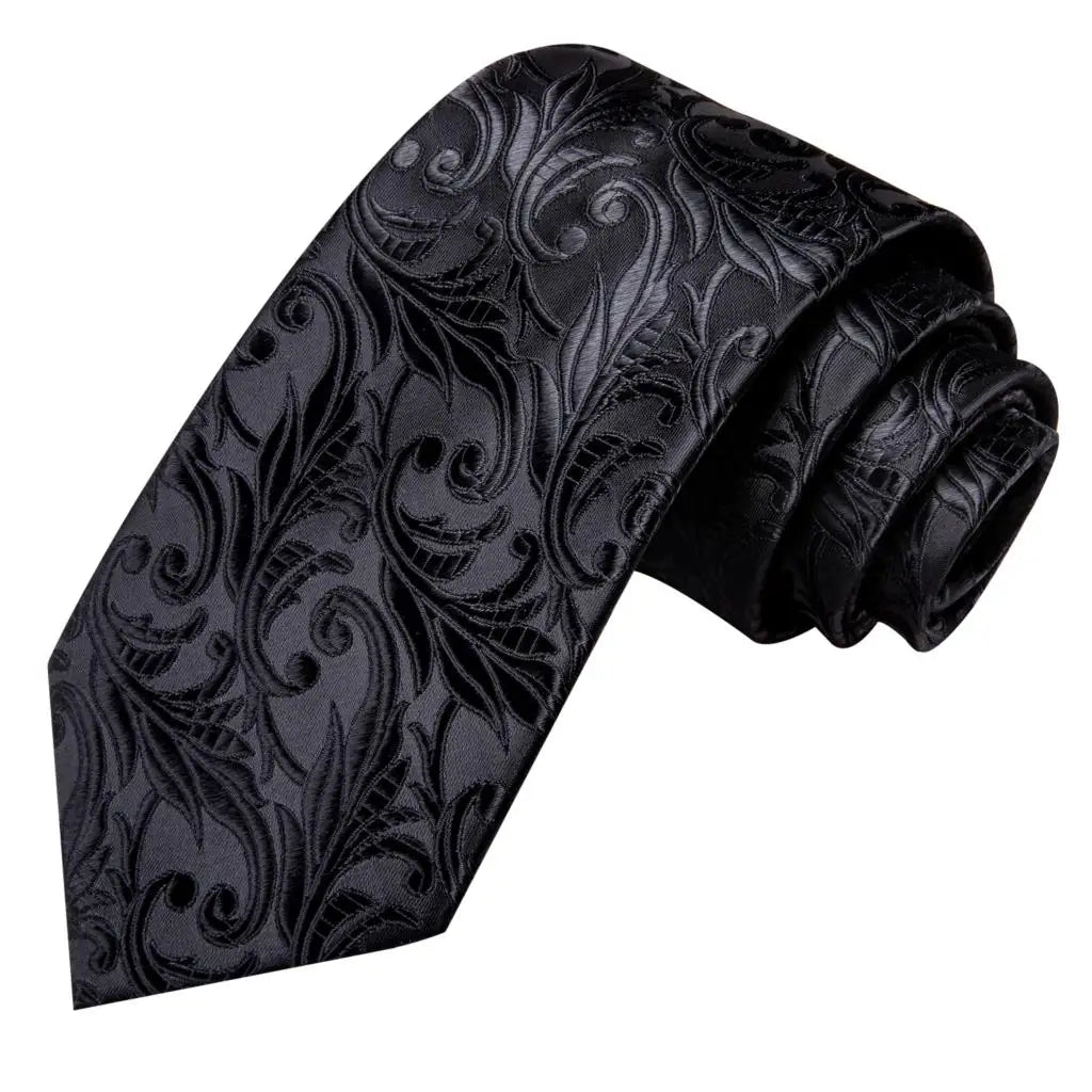 Floral Necktie Set for Men — Tie, Pocket Square & Cufflinks