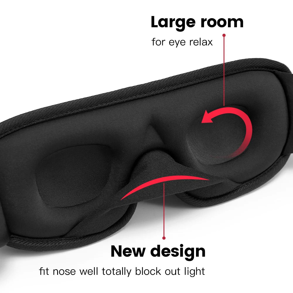 Unisex 3D Soft Padded Sleep Eye Mask – Blackout Blindfold for Travel & Rest