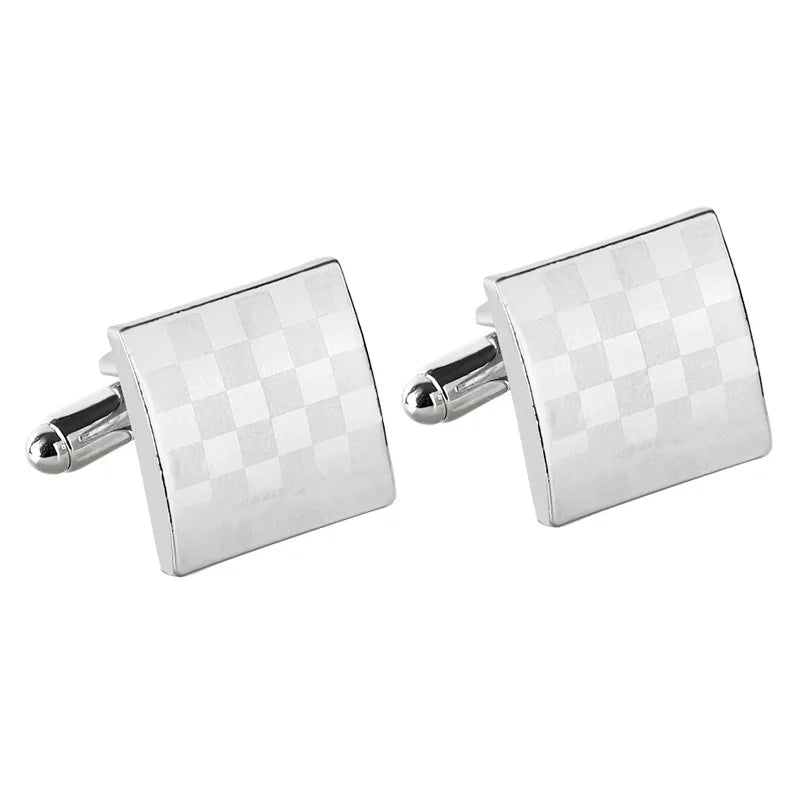 Men's Silver Square Lattice Cufflinks | The Daily Drop