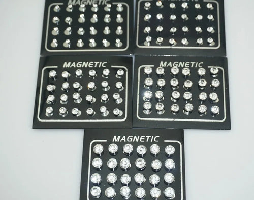 12-Pair Magnetic Crystal Rhinestone Stud Earring Set – No Piercing Unisex