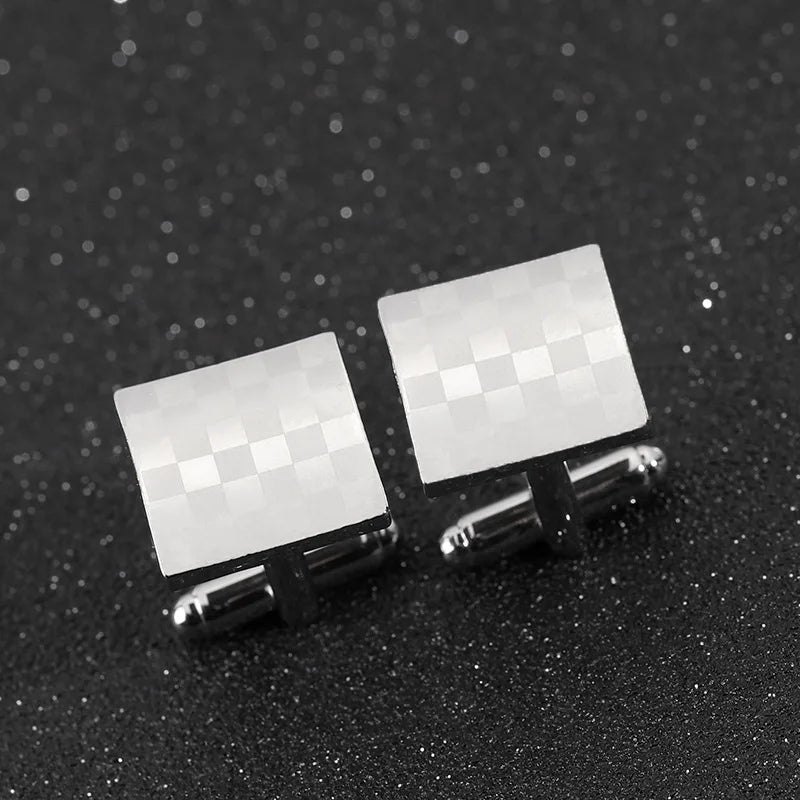 Men's Silver Square Lattice Cufflinks | The Daily Drop