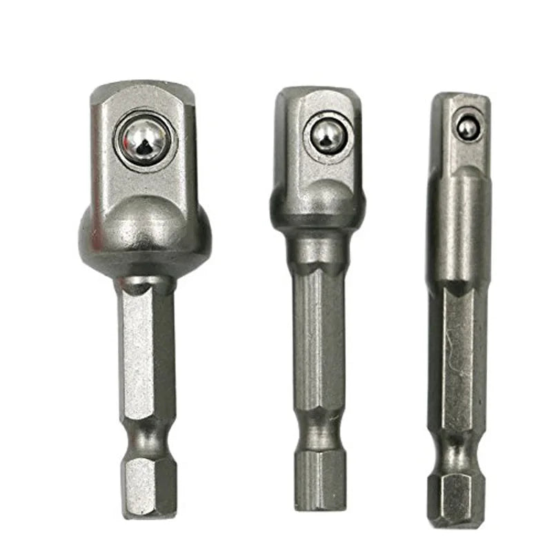 Hex Shank Socket Adapter Set — 1/4", 3/8" & 1/2" Drive
