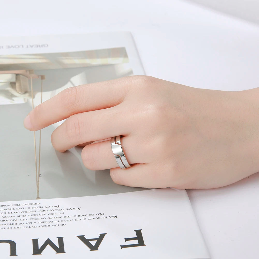 Anillo de acero inoxidable Skyrim para hombres y mujeres, anillos de dedo casuales minimalistas negros, joyas de pareja 2025, regalo de boda para amantes