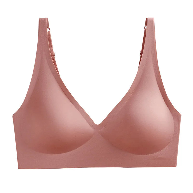 Women's Push-Up Seamless Bra — Wire-Free, Deep V, Removable Pads, S–3XL