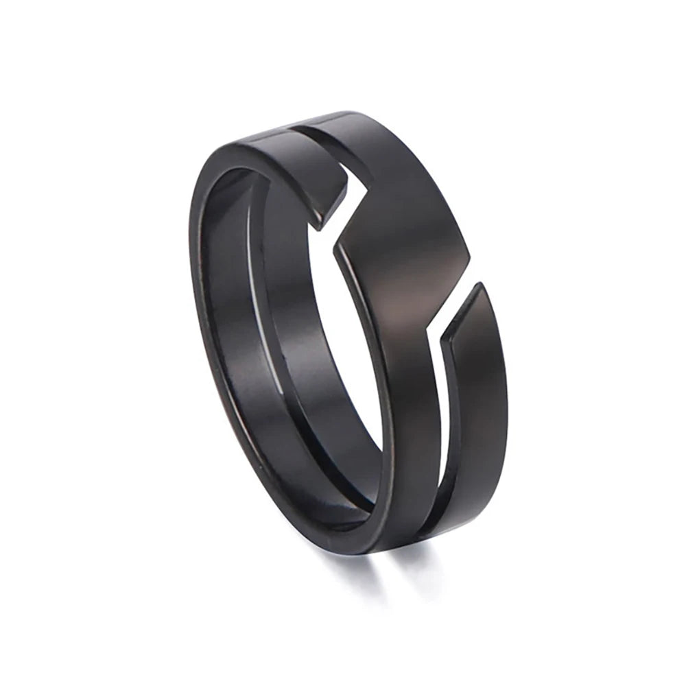 Anillo de acero inoxidable Skyrim para hombres y mujeres, anillos de dedo casuales minimalistas negros, joyas de pareja 2025, regalo de boda para amantes