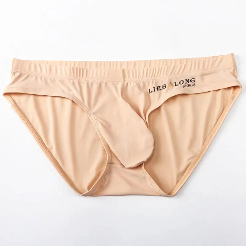 Men's Seamless Ice Silk Briefs – Low-Rise Contour Pouch Underwear