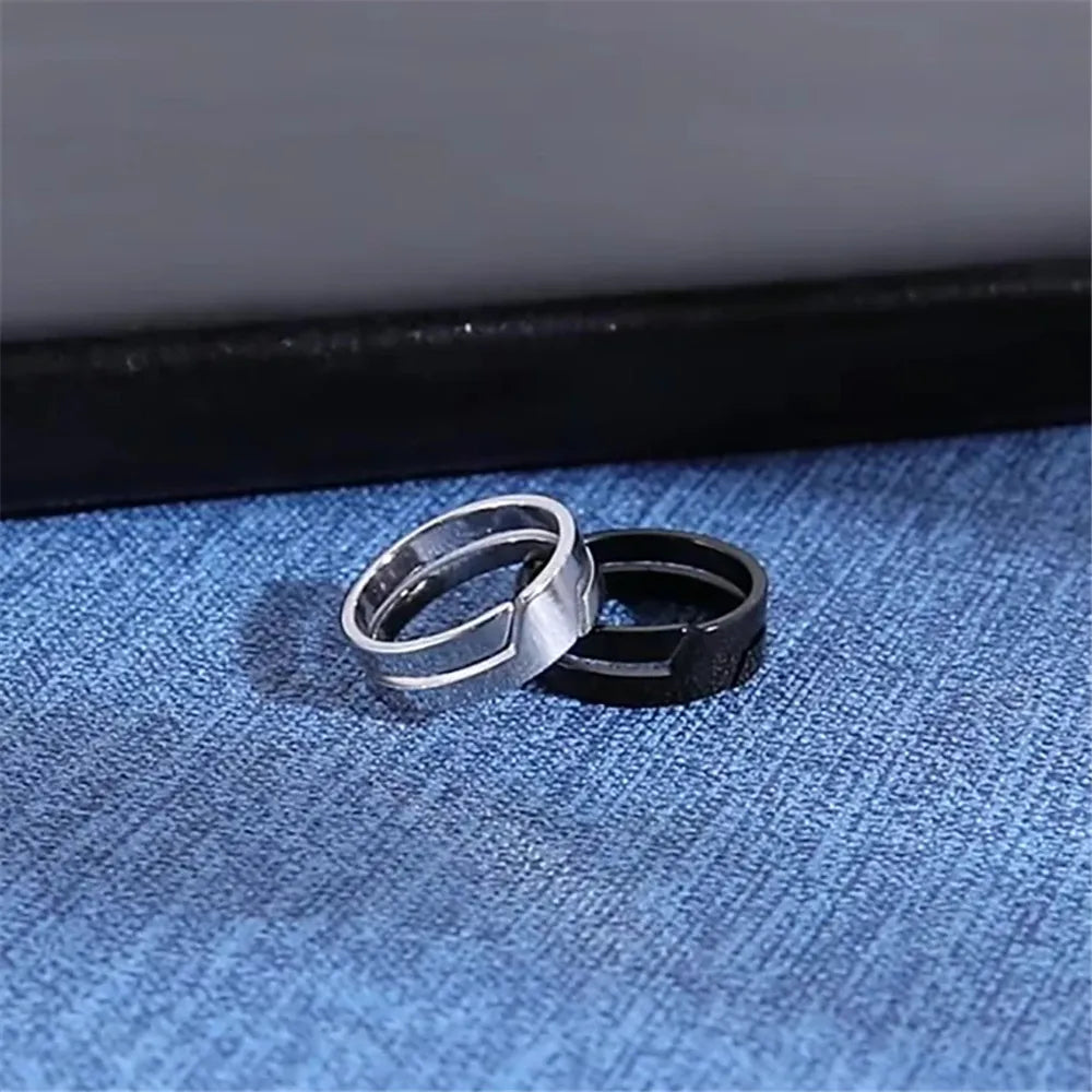 Anillo de acero inoxidable Skyrim para hombres y mujeres, anillos de dedo casuales minimalistas negros, joyas de pareja 2025, regalo de boda para amantes