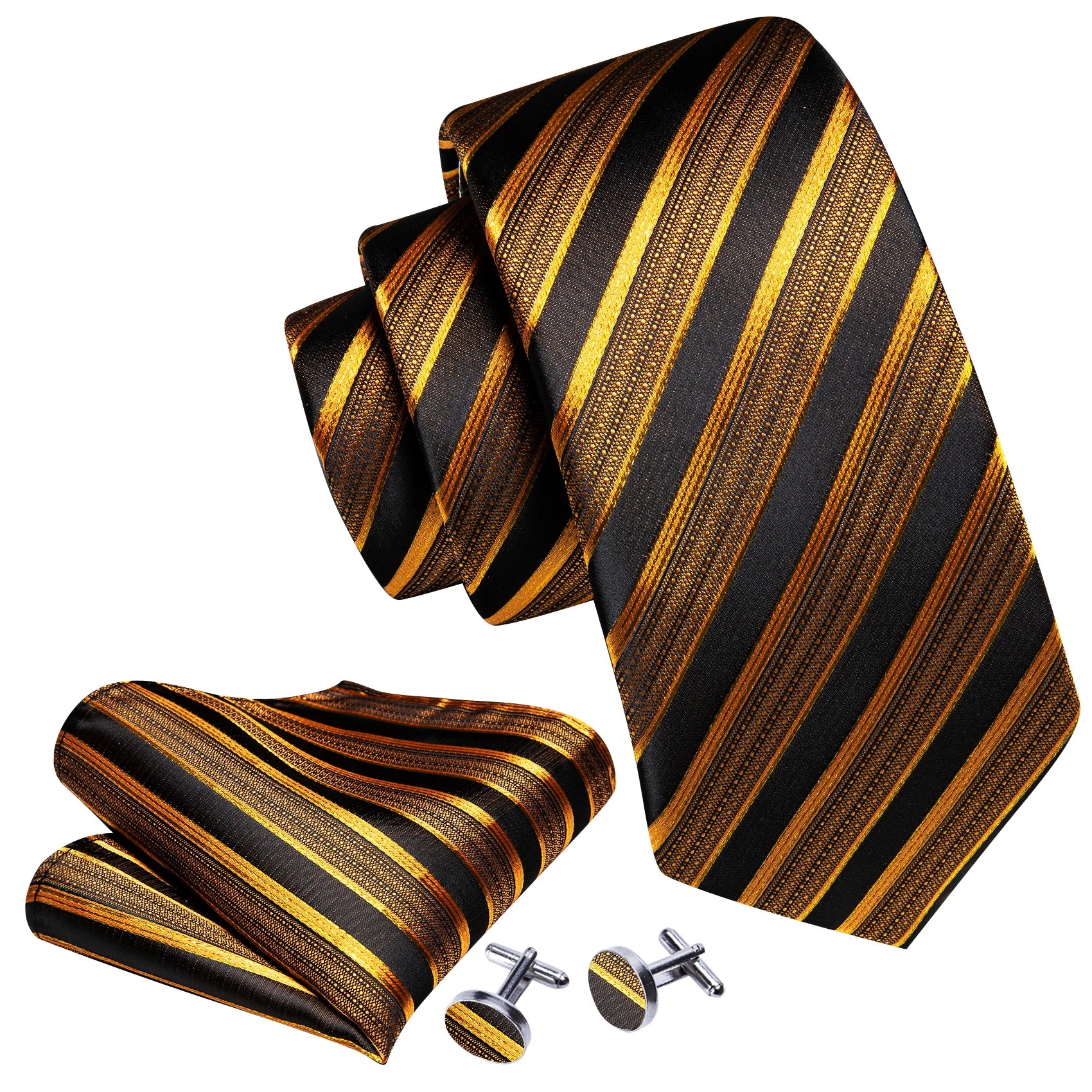 Jacquard Necktie, Pocket Square & Cufflinks Set – Unisex Gift