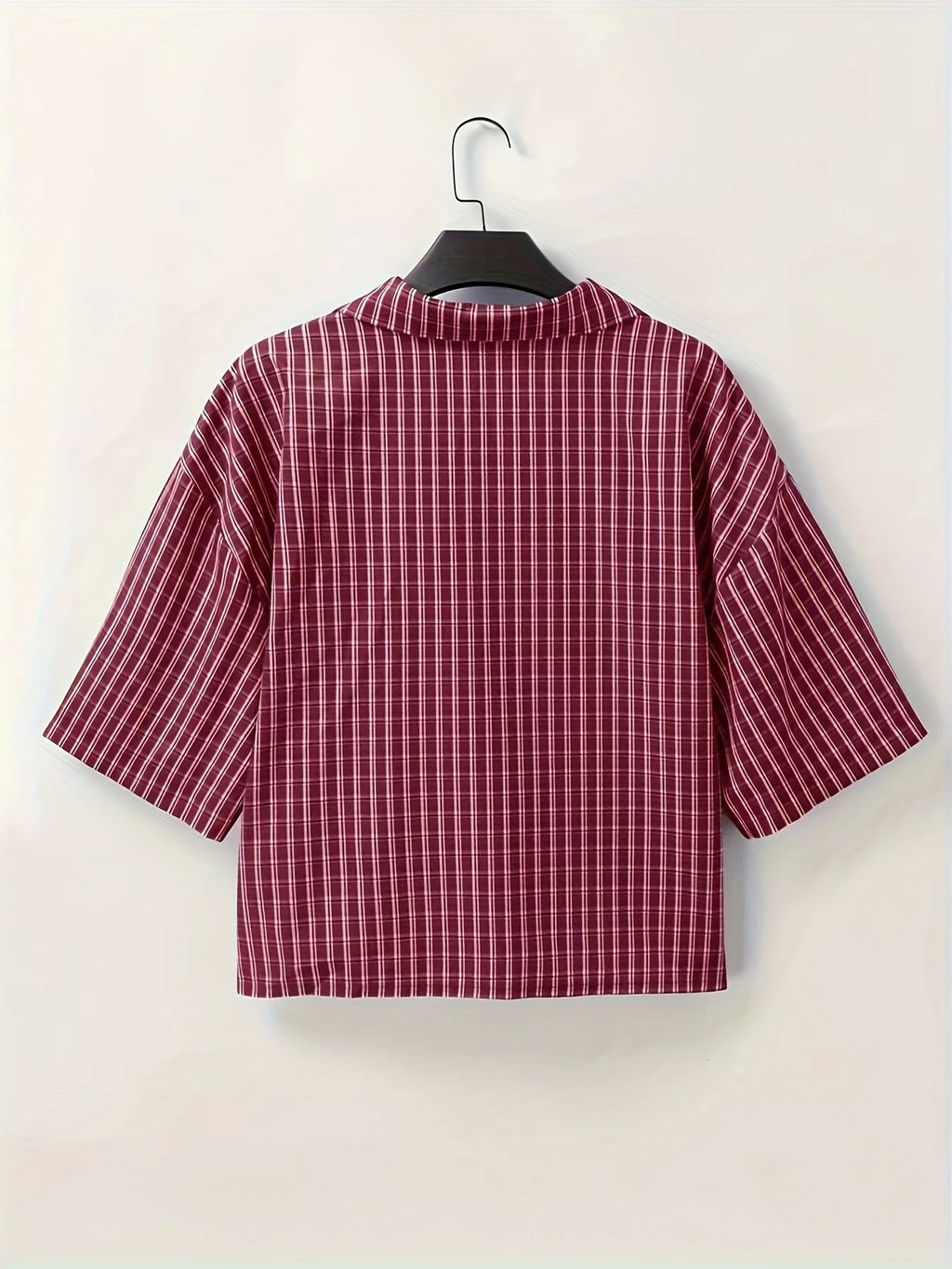 Men's Retro Plaid Short-Sleeve Shirt – Casual Button-Up Streetwear Top