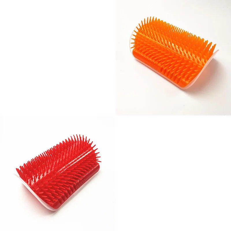 Cat Self-Groomer Brush & Massage Comb with Catnip – Corner Wall Scratcher for Kittens & Cats