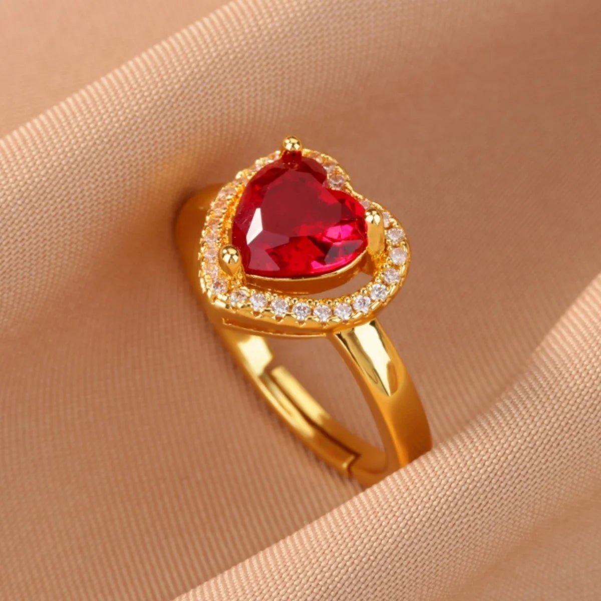 Colorful Cubic Zirconia Open Ring | 18K Gold Plated Stainless Steel | Boho Vintage Style | Women's Gift