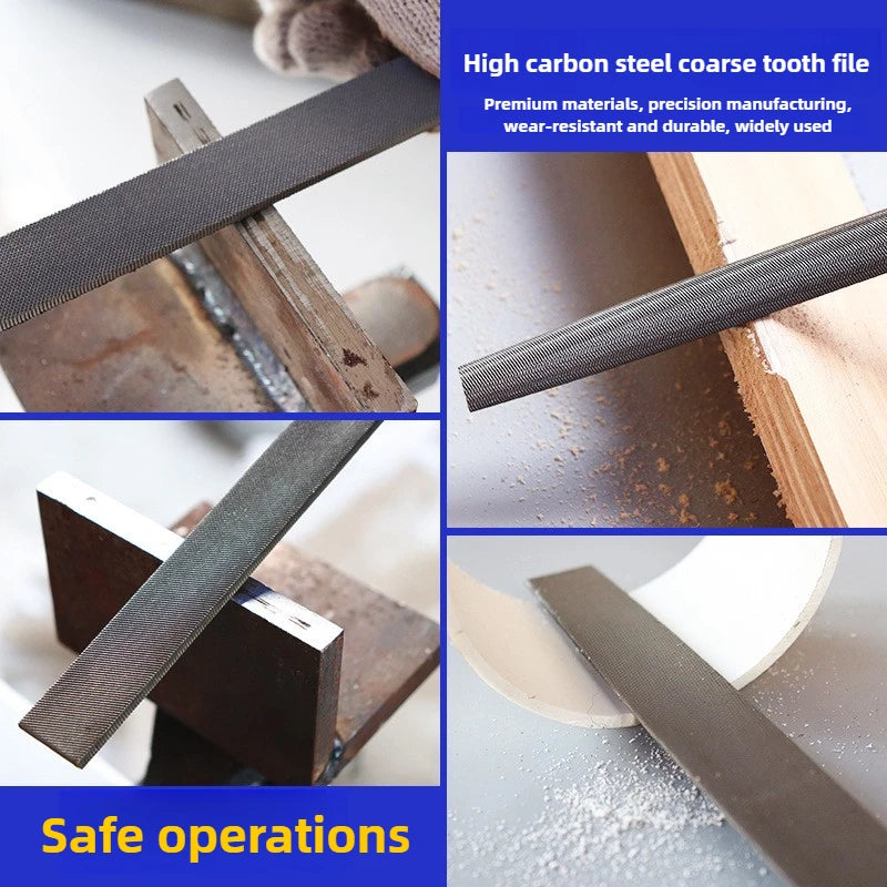 High-Carbon Steel Mini File Set — Coarse Double-Cut Files for Metal & DIY Work
