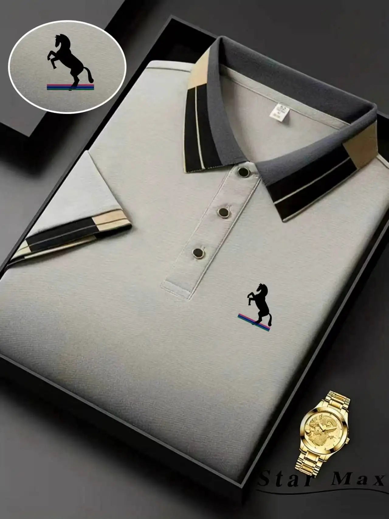 Men's Luxury Horse Embroidery Polo Shirt