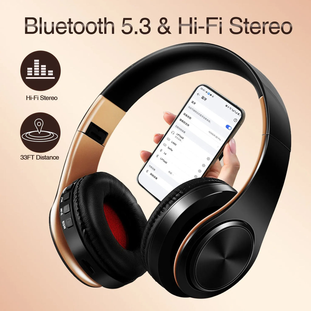 Wireless Bluetooth Over-Ear Headphones | 20Hr Battery, FM Radio & TF Card