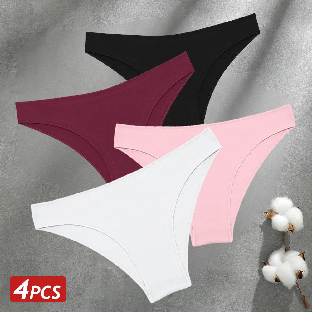 Women's 4-Pack Seamless Cotton Briefs | Low-Rise Breathable Stretch Underwear M-XXL