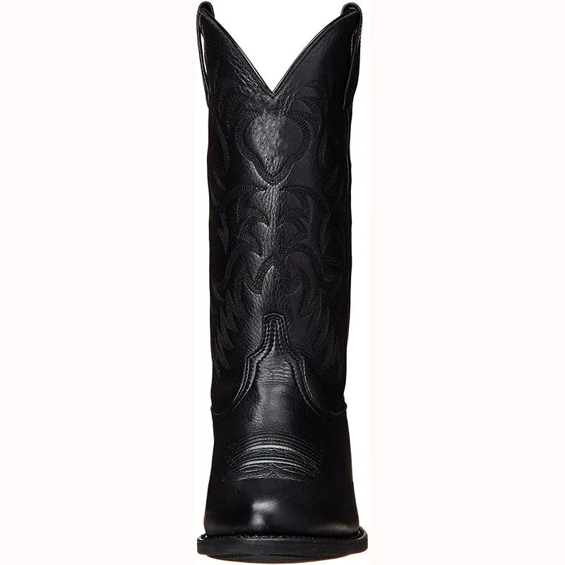 Men's Western Motorcycle Boots – Totem Print Mid-Calf Slip-On