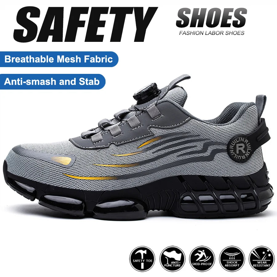 Unisex Steel Toe Safety Sneaker – Anti-Puncture Work Shoe with Air Cushion Sole