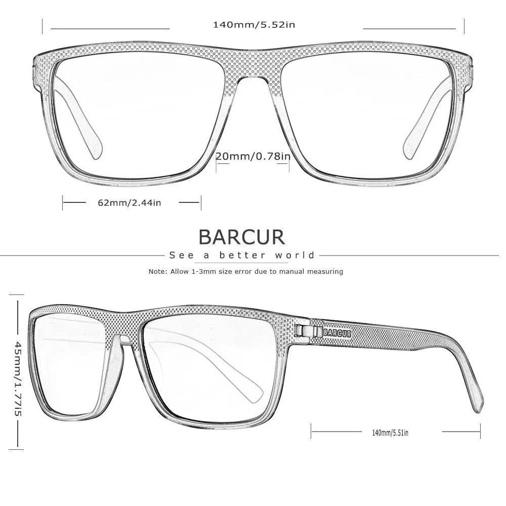 Gafas de sol polarizadas BARCUR TR90 – Montura deportiva ligera UV400