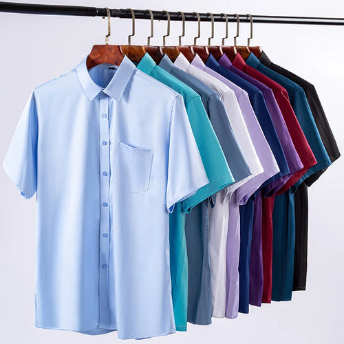 Anti-Wrinkle Men's Short Sleeve Dress Shirt - Slim Fit Business Casual (S-7XL)