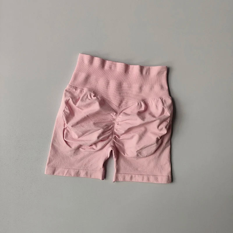 Peach Hip Lifting Sports Shorts – Women's High Waist Seamless Yoga Shorts