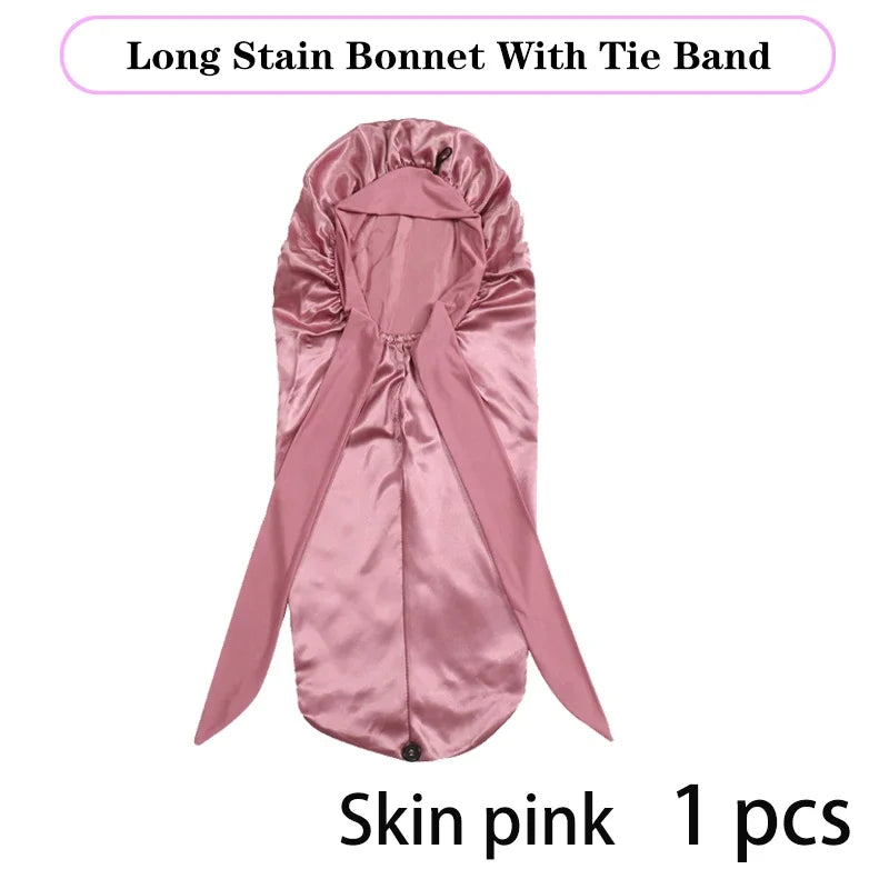 Long Satin Sleep Bonnet – Extra Large Hair Cap for All Hair Types