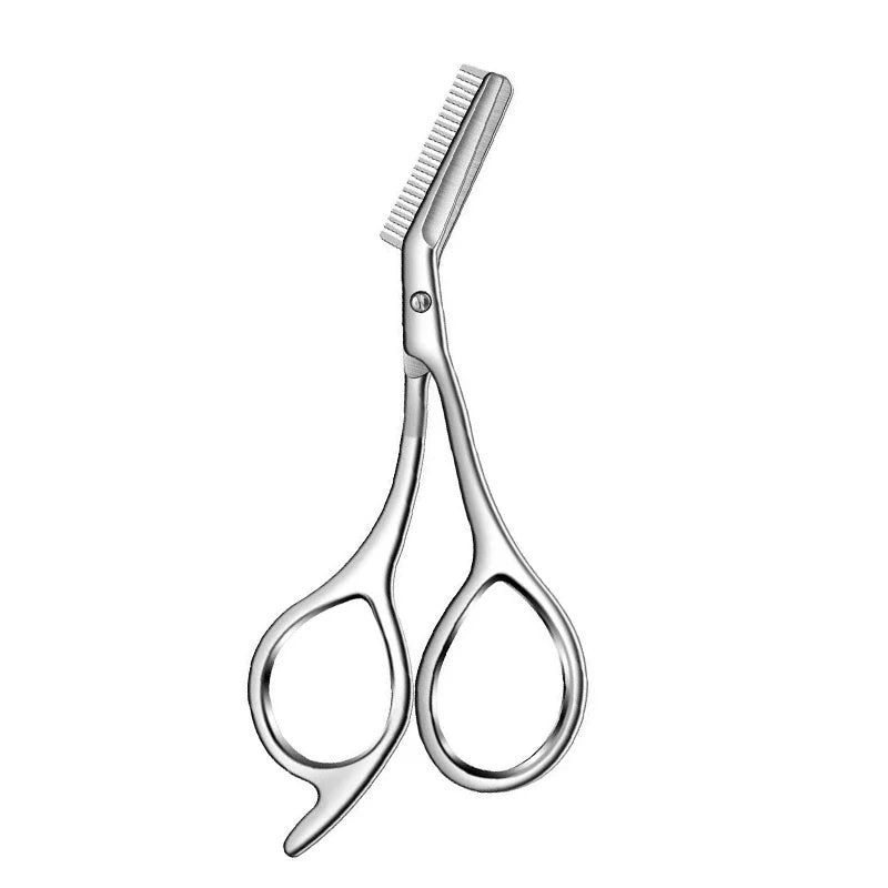 Stainless Steel Eyebrow Scissors with Built-In Comb