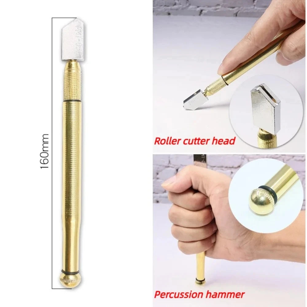 Diamond Wheel Glass Cutter — Carbide Tip, Non-Slip Handle, 5–12mm Cut Range