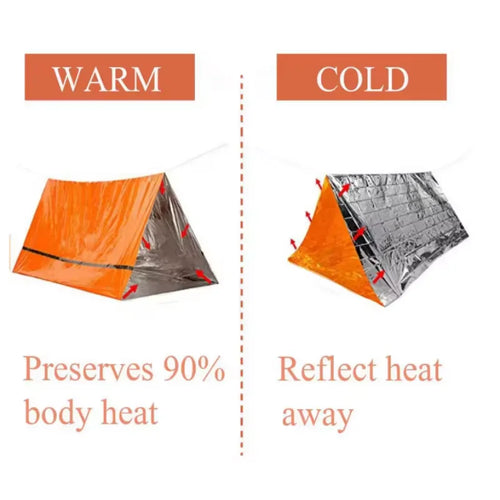 2-Person Mylar Emergency Tube Tent – Reusable Survival Shelter, Waterproof & Windproof SOS Bivy