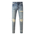 Slim Fit Ripped Denim Jeans – Retro American Streetwear