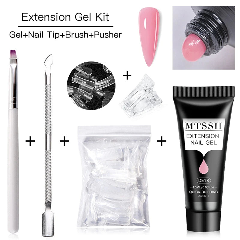 5-Piece Poly Nail Extension Gel Set – 20ml UV/LED Soak Off
