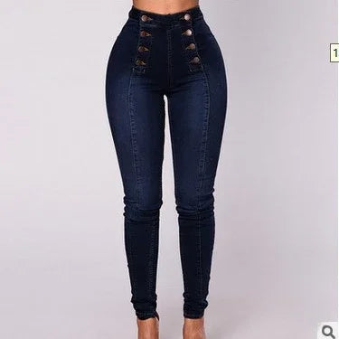 High-Waist Vintage Denim Pencil Pants