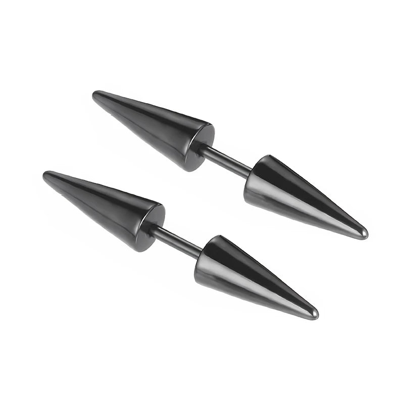 Punk Stainless Steel Hoop & Stud Earrings – Unisex Round & Cross Style