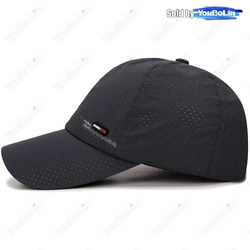 Gorra de béisbol de verano para hombre, transpirable, perforada, de secado rápido, para pesca, protección solar, ciclismo, viajes