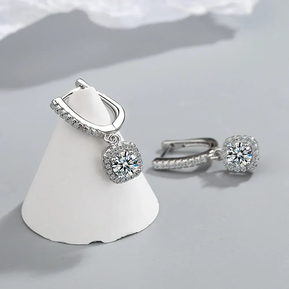 2CT Moissanite Huggie Hoop Earrings – 925 Sterling Silver Lab Diamond
