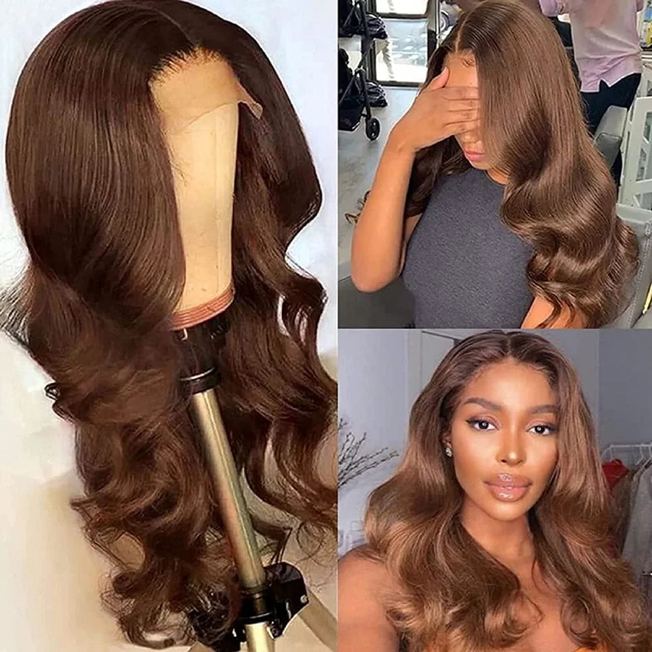 Chocolate Brown Body Wave Lace Front Wig – HD Lace | 4x4, 13x4, 13x6