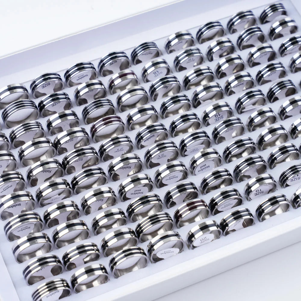 Stainless Steel Fashion Ring Set | 10/20/30/50 Pcs | Mixed Styles