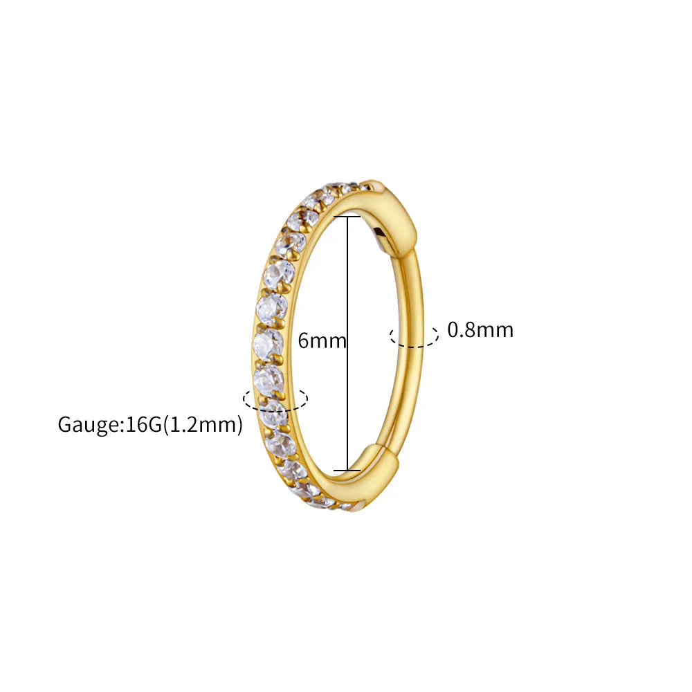ASTM F136 Titanium Huggie Hoop Earring – 16G CZ Cartilage & Helix Piercing