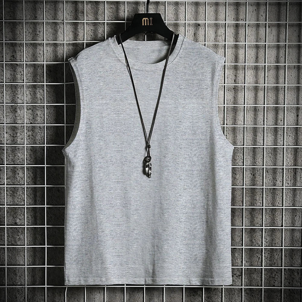Men's Sleeveless Muscle Tank Top – Solid Breathable Gym Vest
