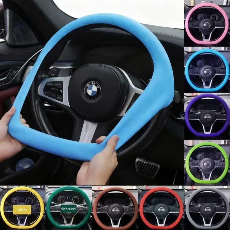 Non-Slip Silicone Steering Wheel Cover – Universal 38cm, Breathable & Elastic
