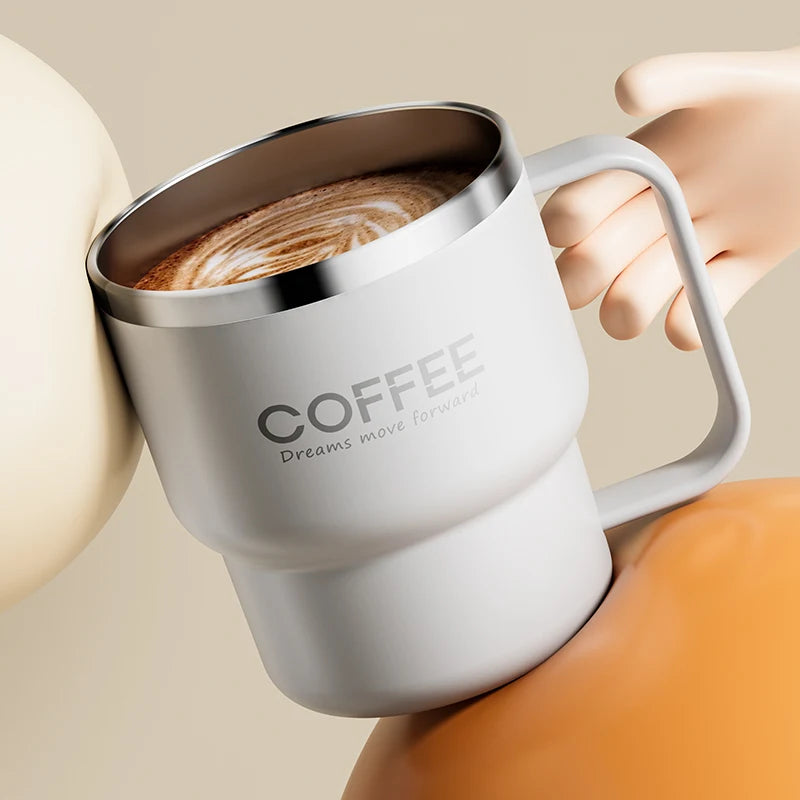 Stainless Steel Insulated Coffee Mug with Handle – Double Wall, Leak-Proof