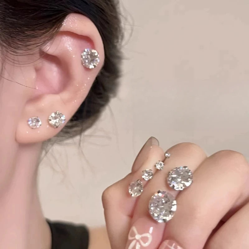 6-Prong Magnetic Clip-On Crystal Earrings – No Piercing, Adjustable Size