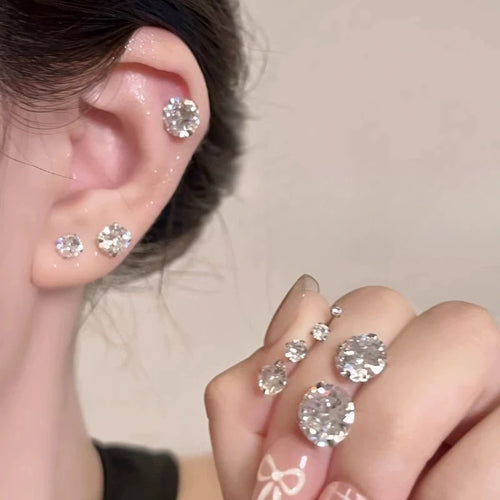 6-Prong Magnetic Clip-On Crystal Earrings – No Piercing, Adjustable Size