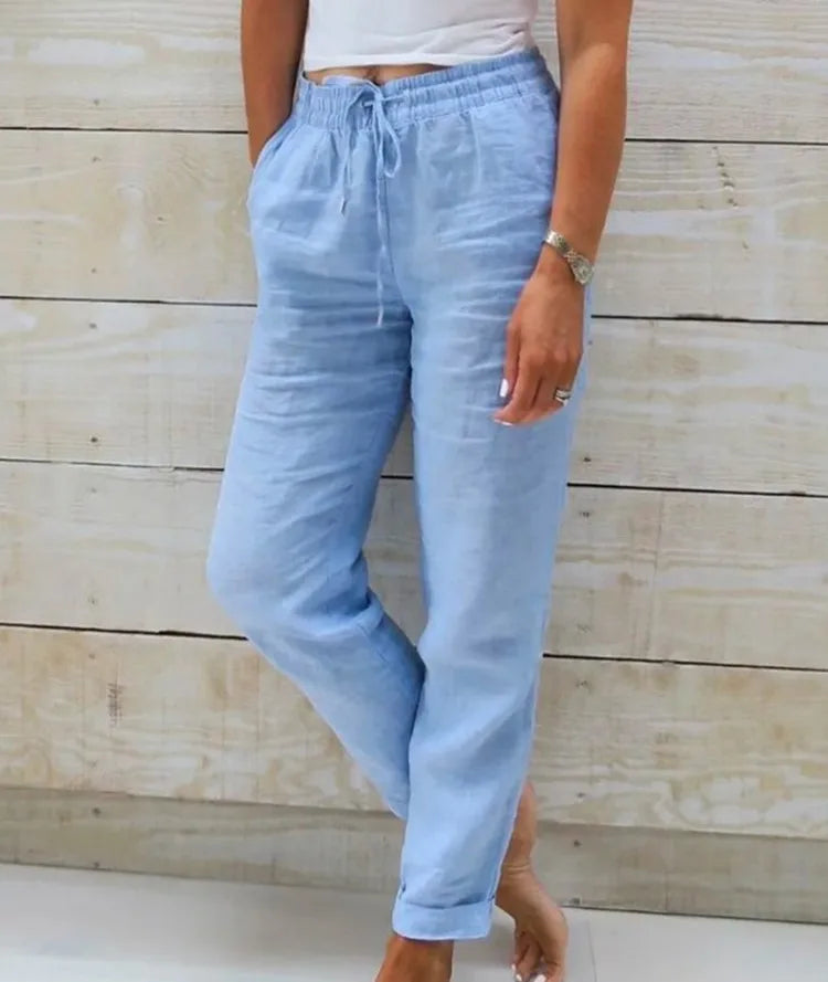 Women's Cotton Linen Casual Pencil Pants