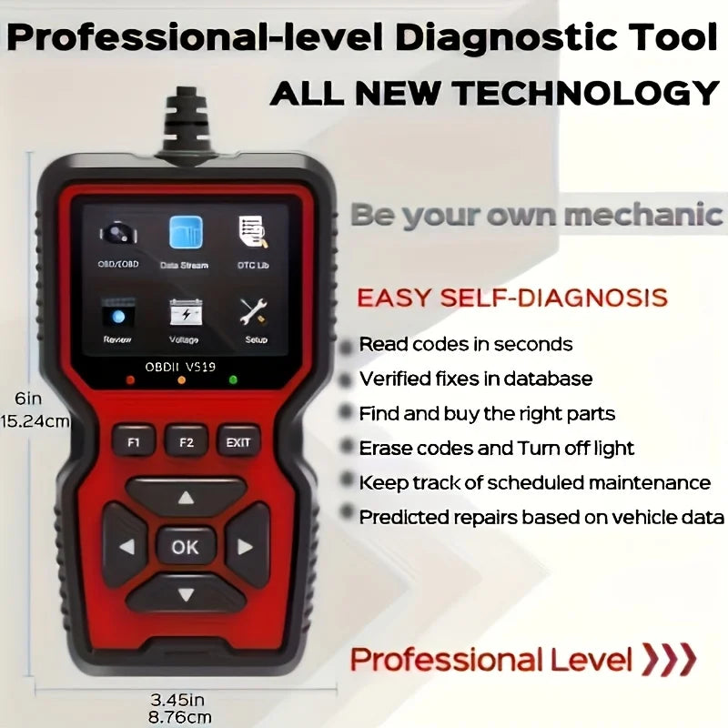 V519 OBD2 Car Diagnostic Scanner – USB Powered, Real-Time Data, Reads & Clears Engine Codes