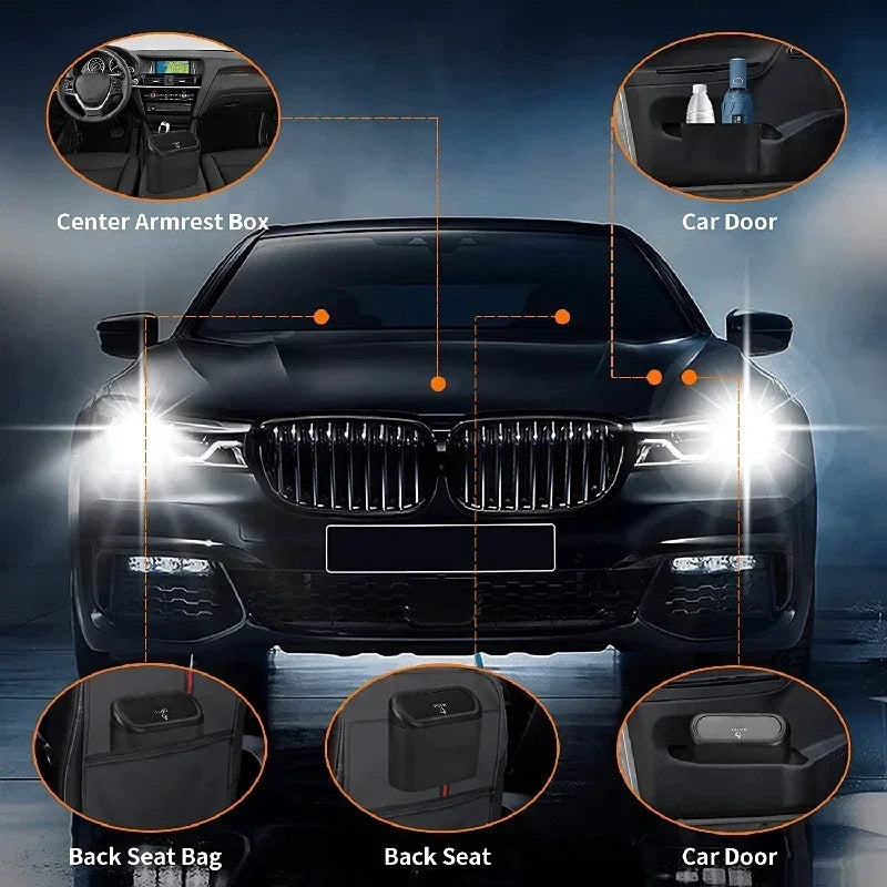 Car Trash Can with Lid – Mini Leak-Proof Bin with Garbage Bags