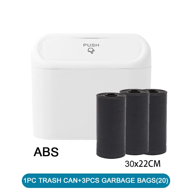 Car Trash Can with Lid – Mini Leak-Proof Bin with Garbage Bags
